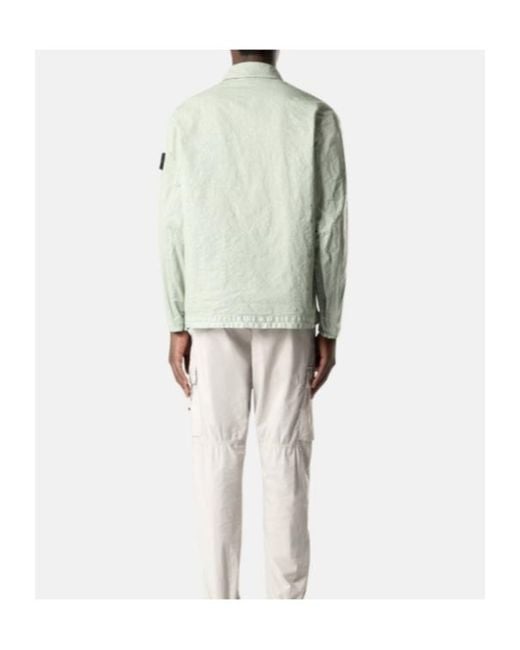 Stone Island Green Logo Patch Long-Sleeve Overshirt for men