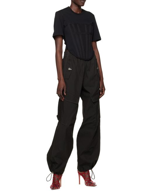 Dion Lee Black Corset Organic Cotton T-Shirt for men