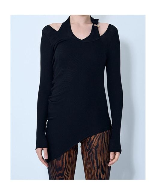 Jean Paul Gaultier Blue Asymmetric Knitted Top