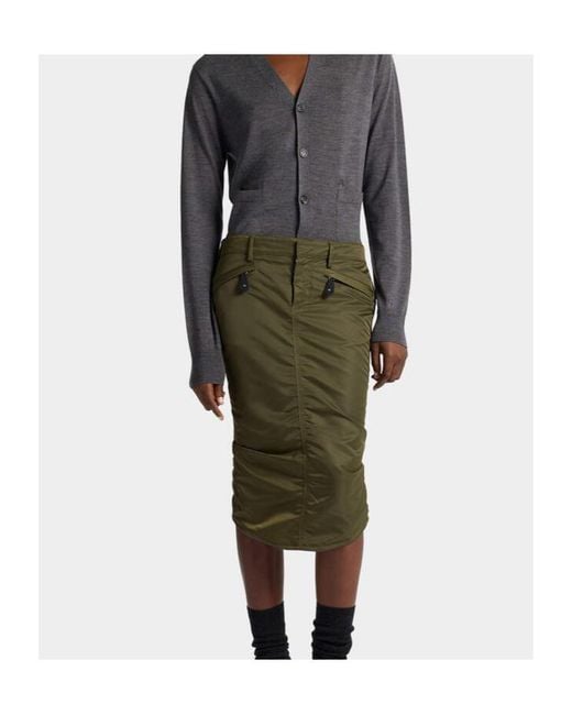 DSquared² Green Ruched Kick Skirt