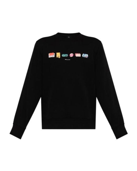 Paul Smith Black Ps Paul Smith Graphic Printed Crewneck Sweatshirt for men