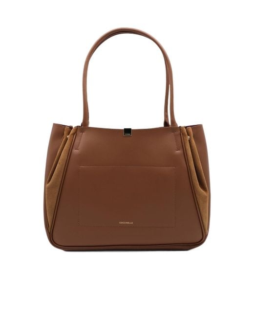 Coccinelle Brown Structured Panel Tote Bag