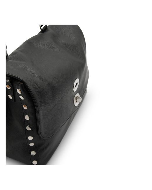 Zanellato Black Postina Daily Twist-Lock Medium Tote Bag