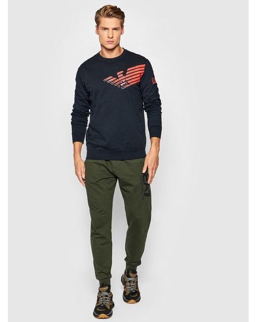 Emporio Armani Blue Logo Printed Hoodie With Round Neck for men
