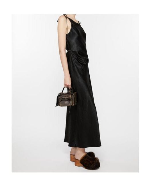 Acne Black Sleeveless Satin Maxi Dress