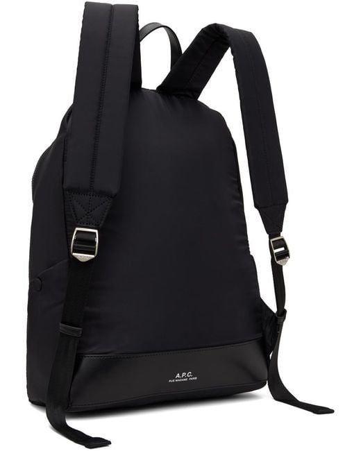 A.P.C. Black Logo Patch Zip-Up Backpack for men