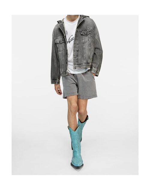 Acne Gray Hooded Denim Jacket for men