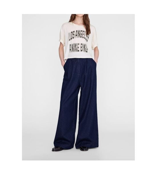 Anine Bing White Johnny Cropped Logo T-Shirt