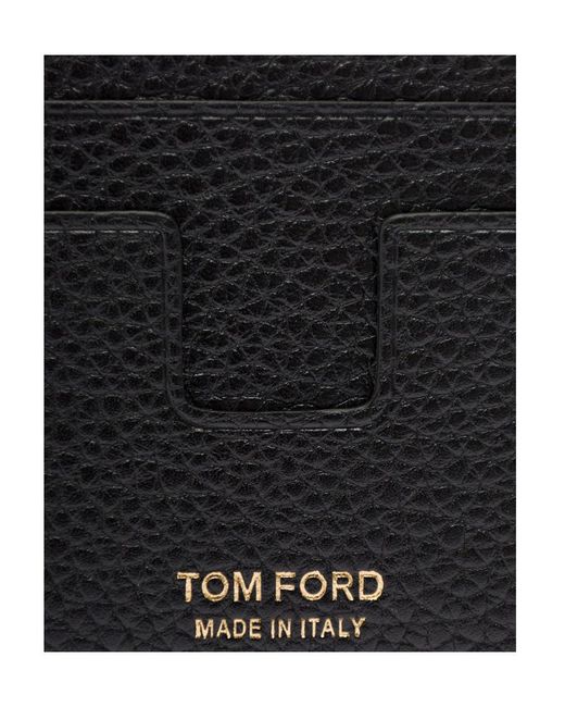 Tom Ford Black T Line Grain Card Holder for men