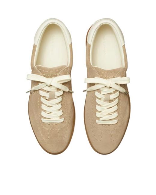 Tory Burch Brown Lace-Up Suede Low-Top Sneakers