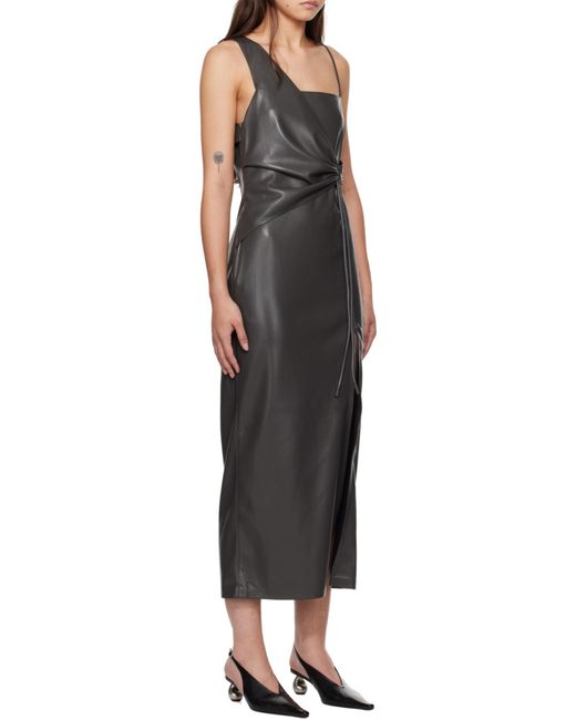 Nanushka Multicolor Fenera Asymmetric Okobor Alt-Leather Midi Dress
