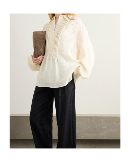 Jil Sander Natural Long-Sleeved Blouse