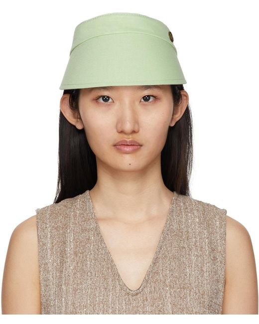 Maison Michel Green Curve-Peak Sun Hat