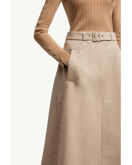 Moncler Natural Logo Patch A-Line Midi Skirt