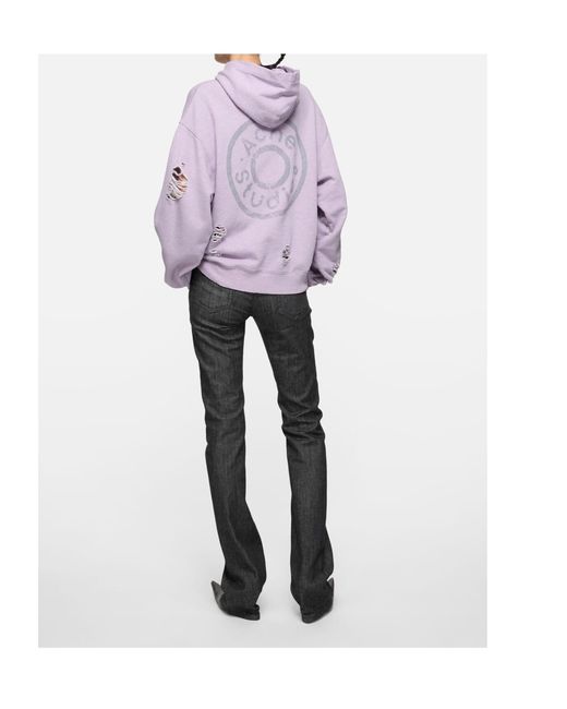 Acne Purple Distressed Zipped Hoodie for men
