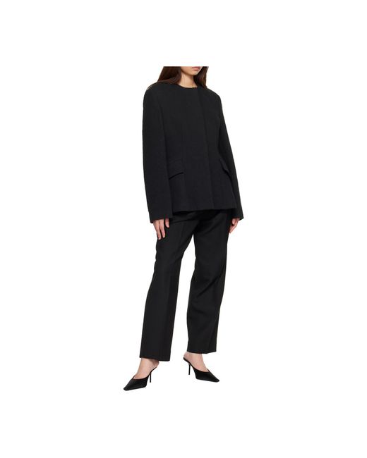 Totême  Black Crew Neck Long-Sleeved Casual Jacket