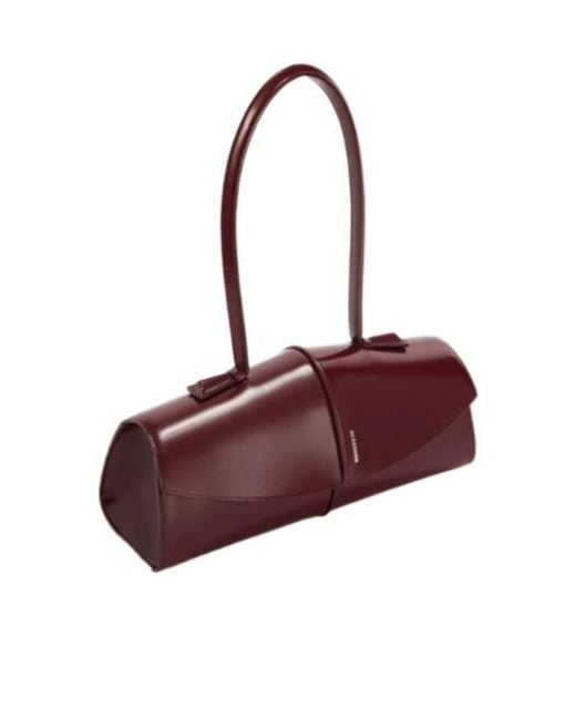 Jil Sander Red Linea Piped Leather Shoulder Bag