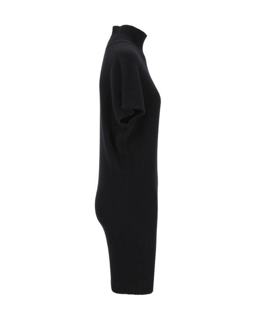 FEDERICA TOSI Black Ribbed Short-Sleeve Dress