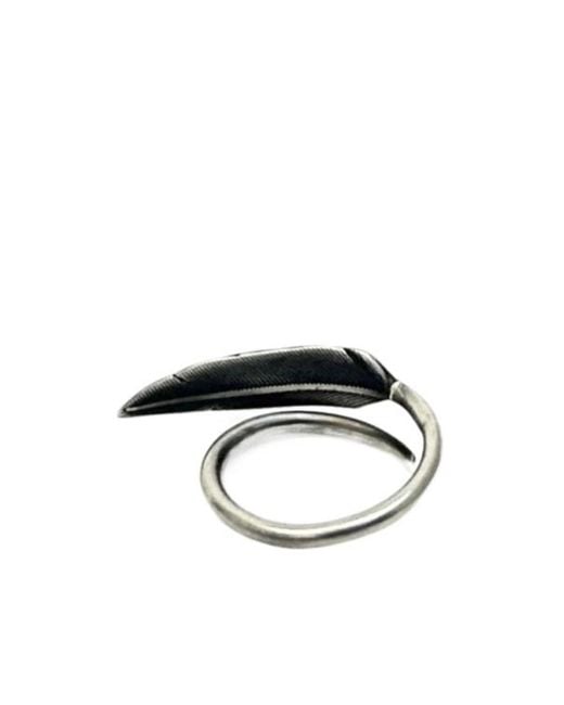 Ann Demeulemeester White Berk Feather Ring for men