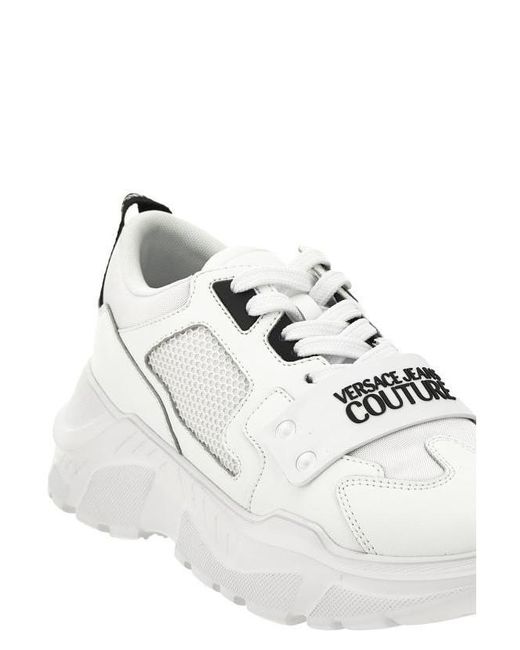 Versace Jeans White Speedtrack Logo-Embossed Mesh Sneakers for men
