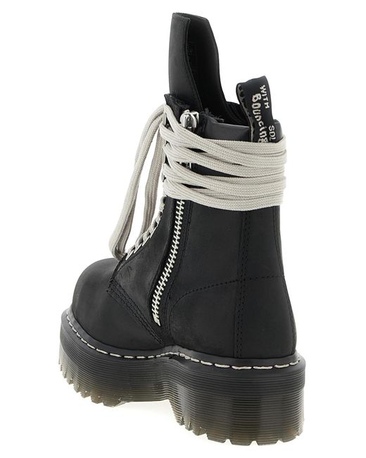 Rick Owens Black X Dr. Martens Quad Sole Steel Toe Lace-Up Boots