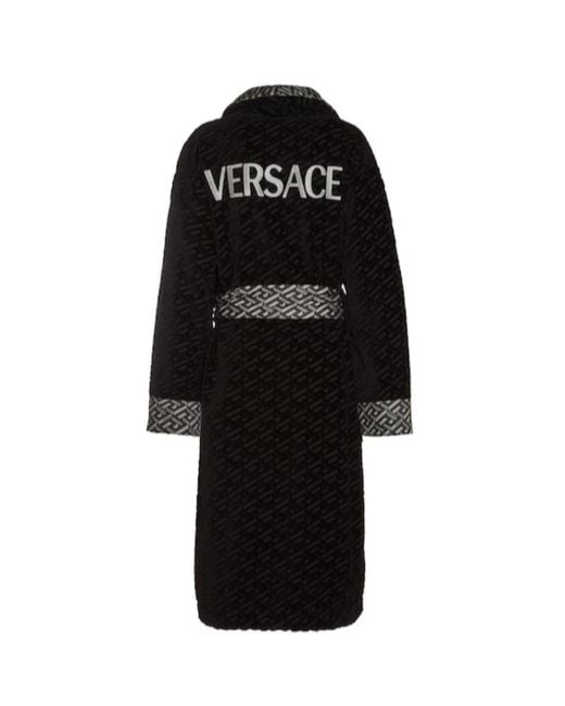 Versace Black Logo Belt Bathrobe for men