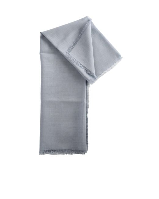 Rier Blue Logo Patch Frayed Edge Scarf for men