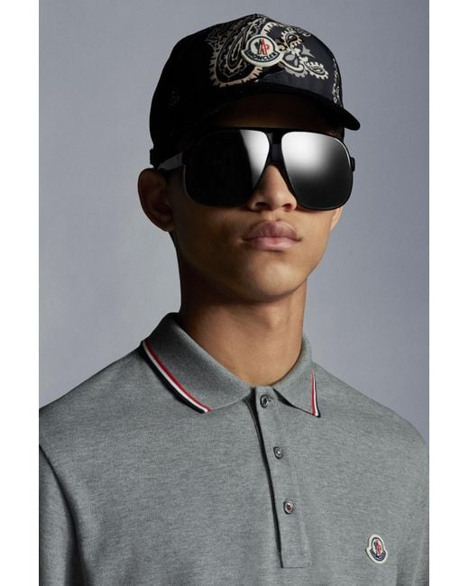 Moncler Gray Long Sleeve Polo Shirt for men