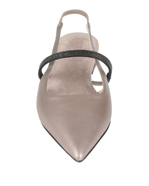 Brunello Cucinelli Natural Solid Color Pointed-Toe Slip-On Shoes