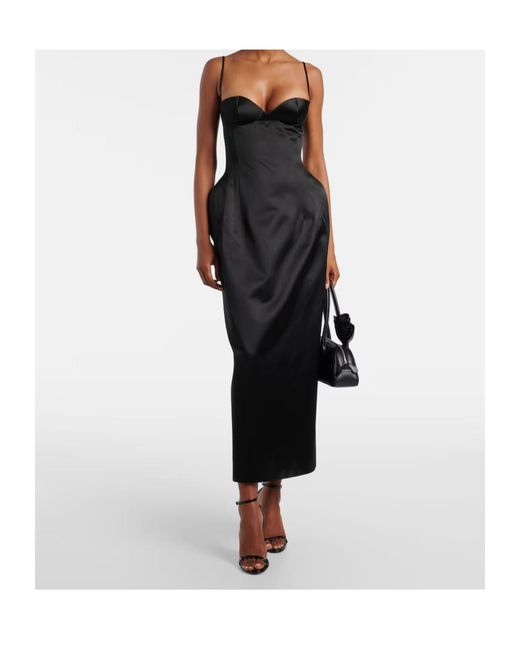 Magda Butrym Black Silk Midi Dress