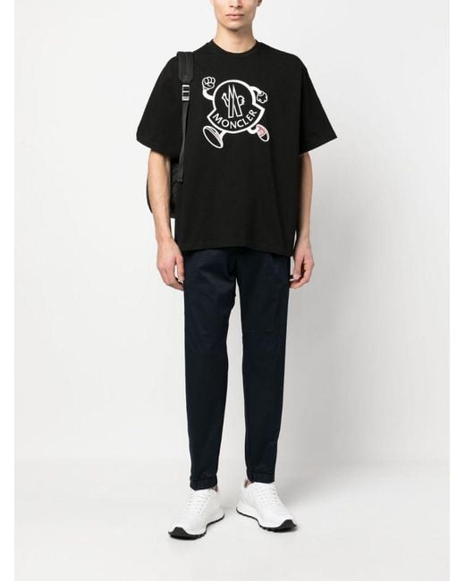 Moncler Blue Logo-Patch Drawstring Pants for men