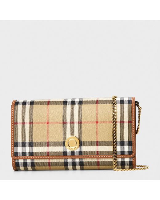 Burberry Metallic Hannah Check Wallet On Chain