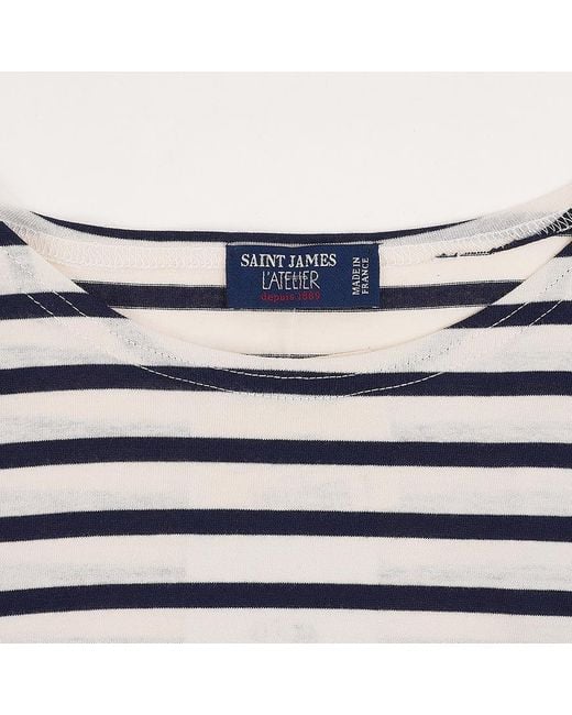 Saint James Blue Minquiers Striped Sailor Top for men