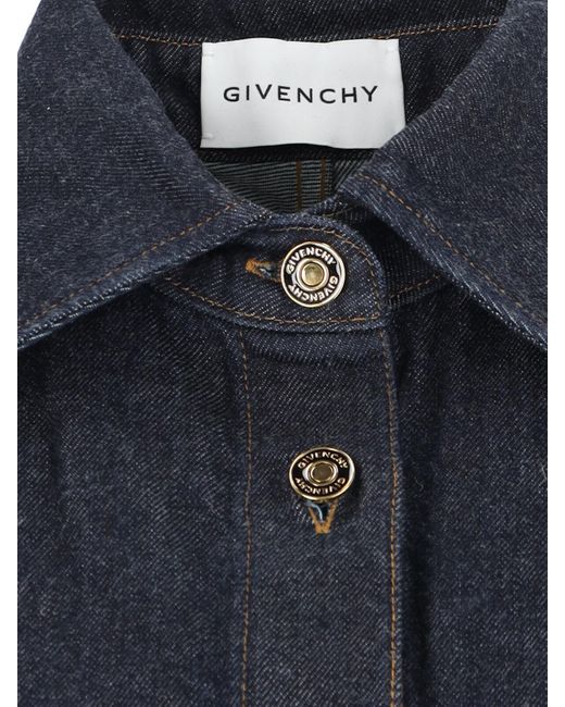Givenchy Blue Logo Embroidered Denim Shirt