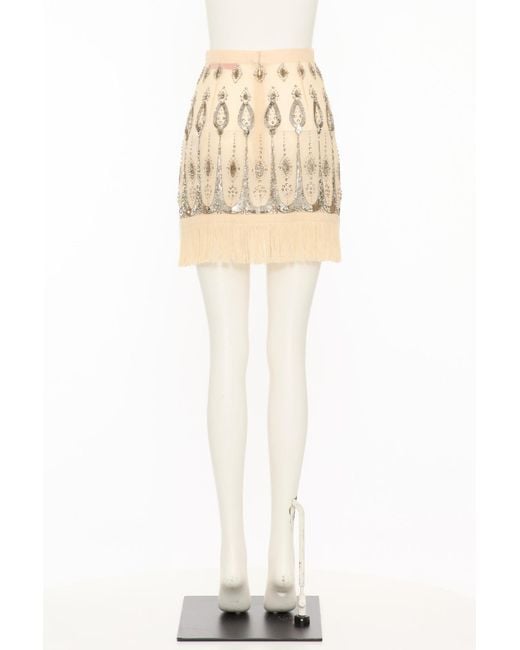 Valentino White Fringed Skirt