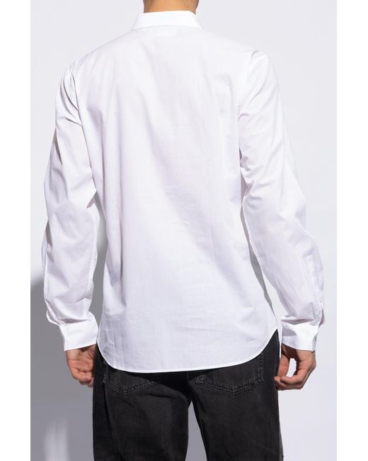 Versace Jeans White Couture Logo-Embroidered Button-Up Shirt for men