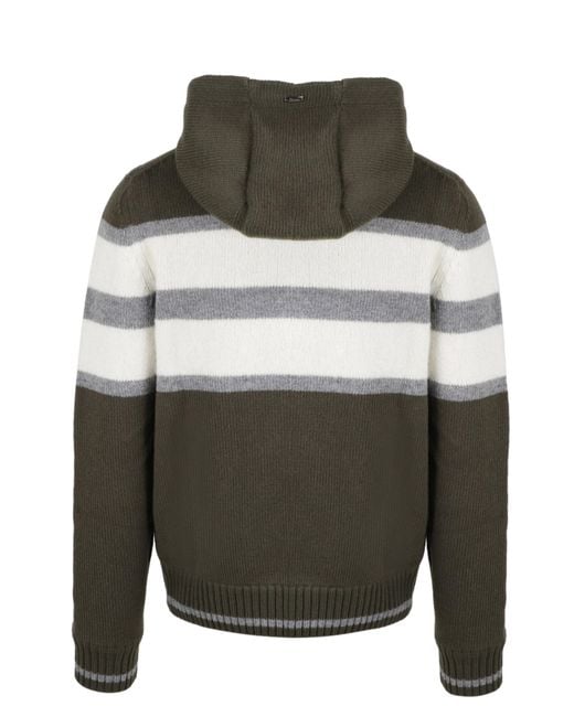 Herno Gray Zipped Hooded Cardigan for men