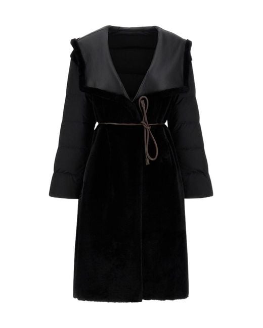 Herno Black Quilted Hooded Coat