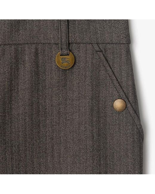 Burberry Gray Herringbone Tapered Stretch Trousers