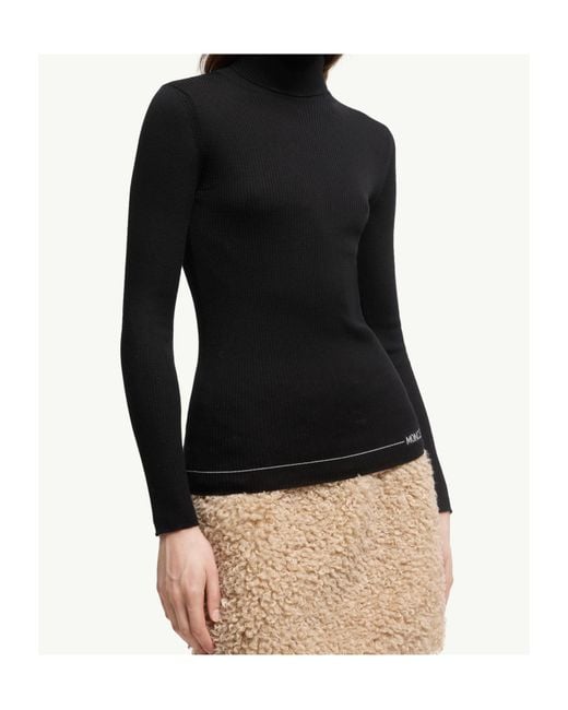 Moncler Black Logo Wool Turtleneck Sweater