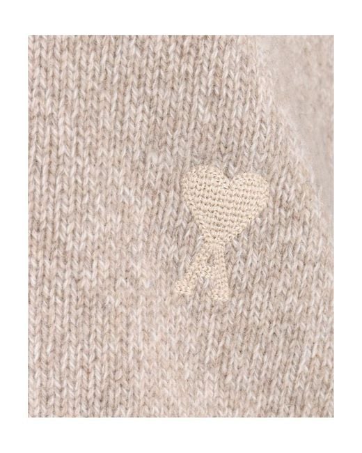 AMI White Ami High-Neck Knitted Jumper