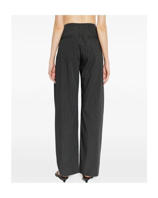 IRO Black Pinstriped Casual Trousers