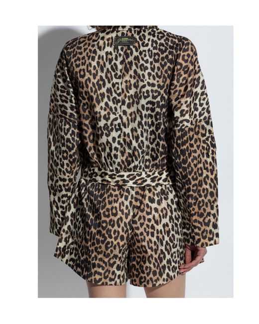Ganni Black Leopard-Print Jacket