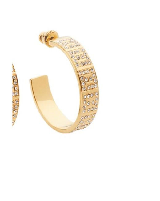 Fendi Metallic Ff Embellished Hoop Earrings