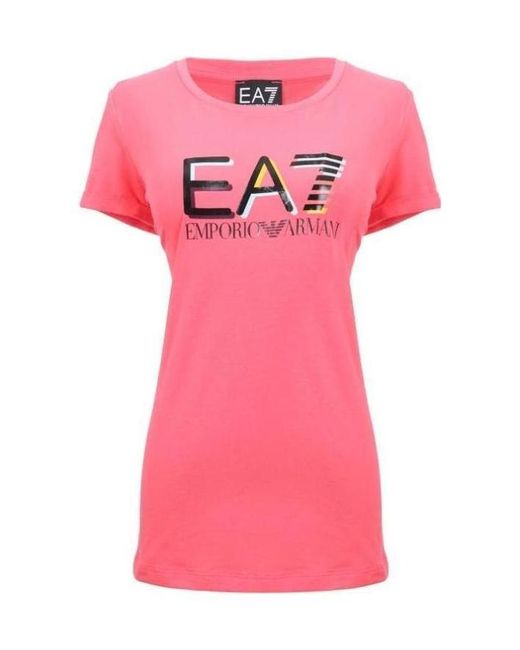 EA7 Pink Logo Printed T-Shirt