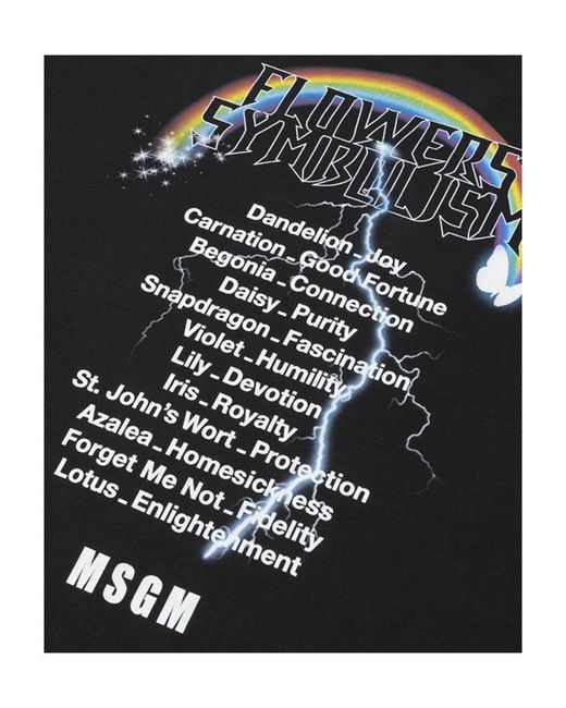 MSGM Black Printed Short-Sleeved T-Shirt