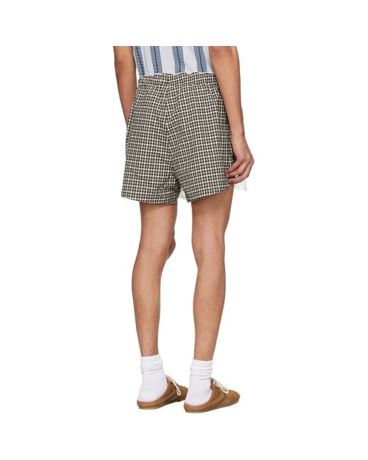 Martine Rose Gray Lace Detailed Checked Shorts for men