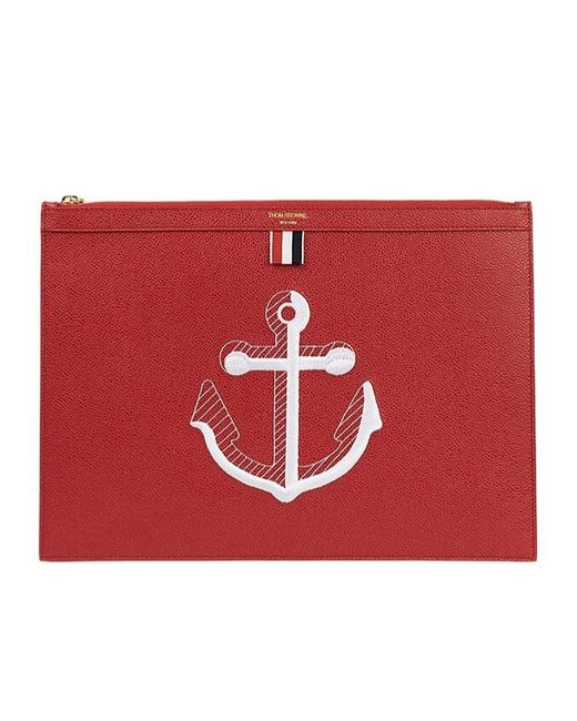 Thom Browne Red Logo Medium Briefcase for men