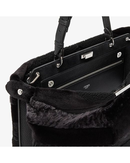 Fendi Black Maxi Peekaboo Soft Inlaid Fur Bag for men