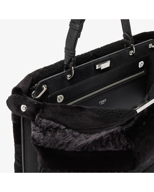 Fendi Black Maxi Peekaboo Soft Inlaid Fur Bag for men